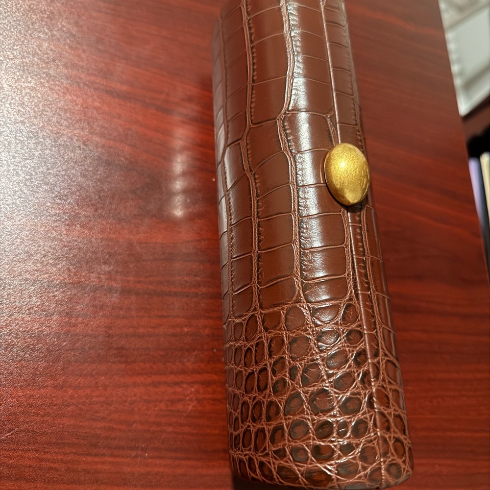 Brown Crocodile Embossed Clutch NWOT